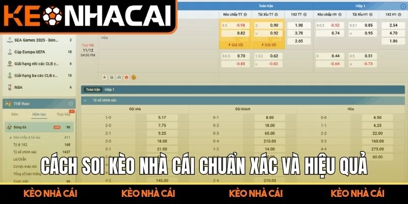 Cách soi kèo nhà cái chuẩn xác và hiệu quả tại trang web